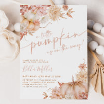 Little Pumpkin Baby Shower Fall Pink Floral  Invitation