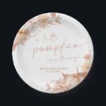 Little Pumpkin Baby Shower Fall Pink Floral  Paper Plates<br><div class="desc">A little Pumpkin is on the way! Cute pink floral fall baby shower party plates. Perfect for your fall baby shower,  matching items available.</div>