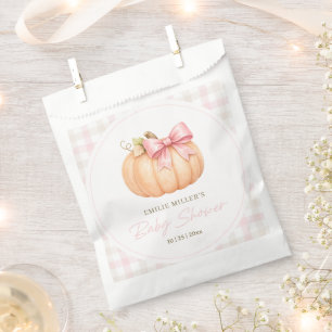 Little Pumpkin Baby Shower Fall Pink Pumpkin Bow Favor Bag