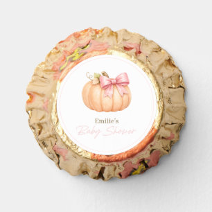 Little Pumpkin Baby Shower Fall Pink Pumpkin Bow Reese's Peanut Butter Cups