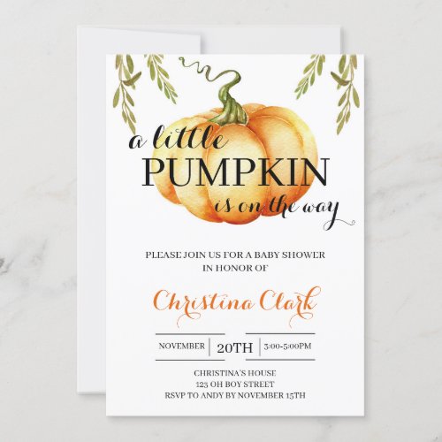 Little Pumpkin Baby Shower Fall Rustic Invitation