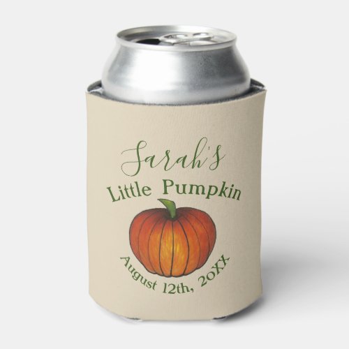 Little Pumpkin Baby Shower Favor Orange October Can Cooler