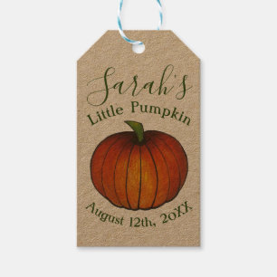 Little Pumpkin Baby Shower Favor Orange October Gift Tags