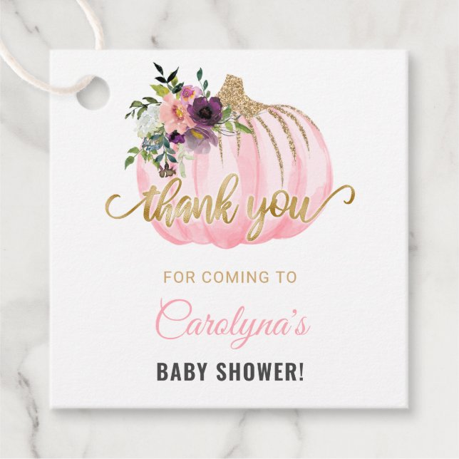 Little Pumpkin Baby Shower Favor Tag - Square (Front)