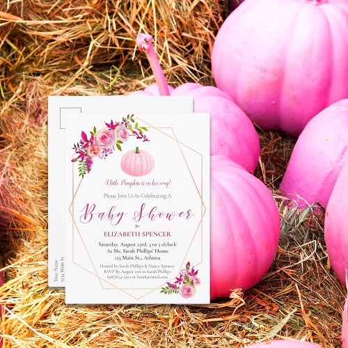 Little Pumpkin Baby Shower Floral Invite