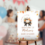 Little Pumpkin Baby Shower Floral &amp; Plaid Welcome  Foam Board