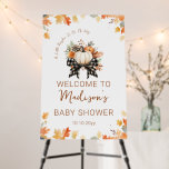 Little Pumpkin Baby Shower Floral &amp; Plaid Welcome  Foam Board