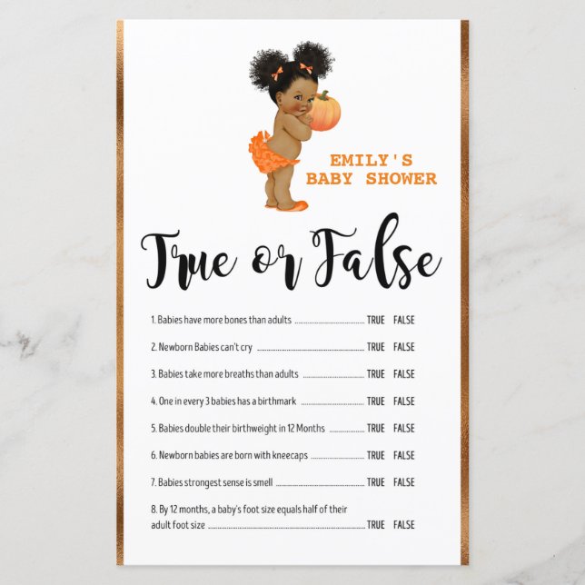 Little Pumpkin Baby Shower Game PRINTED (Front)