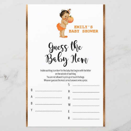 Little Pumpkin Baby Shower Game PRINTED