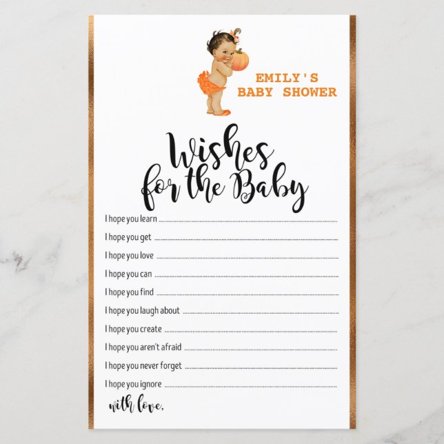 Little Pumpkin Baby Shower Game PRINTED (Front)