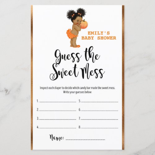 Little Pumpkin Baby Shower Game PRINTED