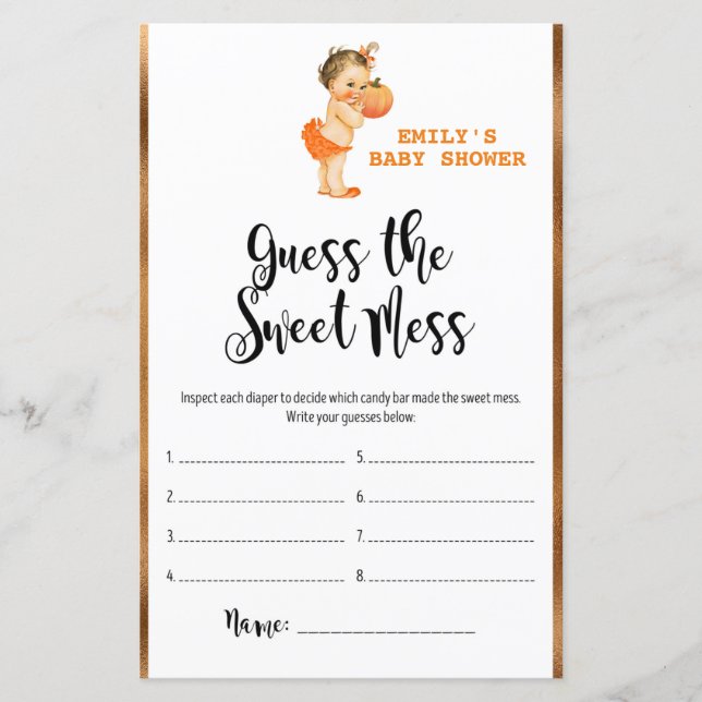 Little Pumpkin Baby Shower Game PRINTED (Front)