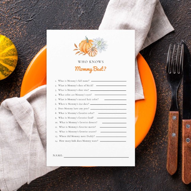 Little Pumpkin Baby Shower Game Who Knows Mommy  (Creator Uploaded)