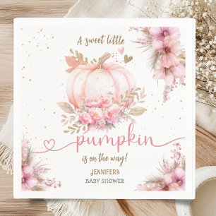 Little Pumpkin Baby Shower Girl Pink Boho Rustic Napkins