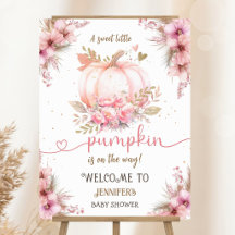 Little Pumpkin Baby Shower Girl Pink Boho Welcome