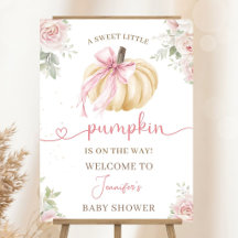 Little Pumpkin Baby Shower Girl Pink Bow Welcome