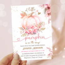 Little Pumpkin Baby Shower Girl Pink Fall Autumn  Invitation