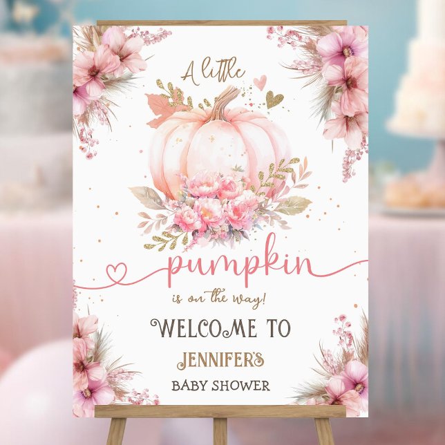 Little Pumpkin Baby Shower Girl Pink Fall Welcome Foam Board (Creator Uploaded)