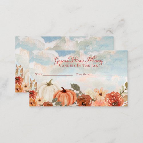 Little Pumpkin Baby Shower Guess How Many Candies Enclosure Card