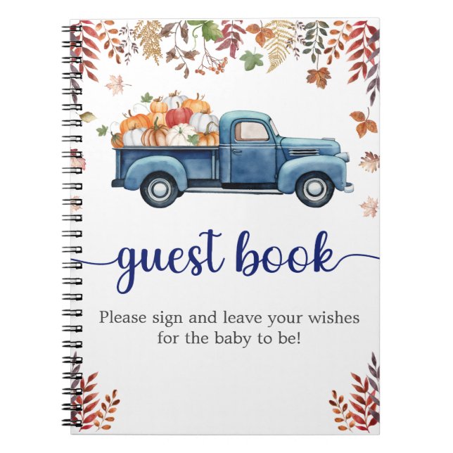 Little Pumpkin Baby Shower Guest Book Notebook (Front)