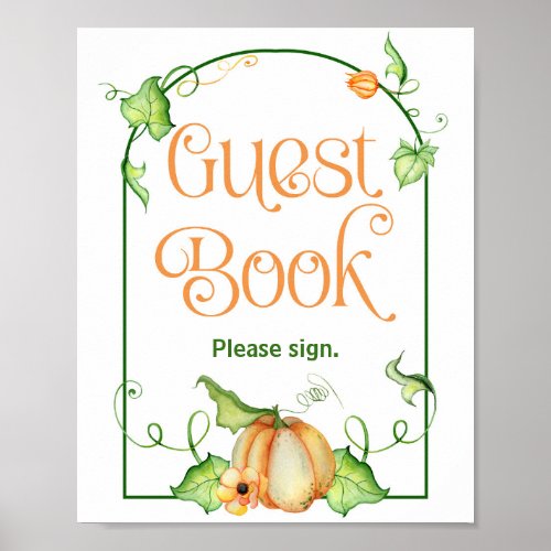 Little Pumpkin Baby Shower Guest Book Table Sign