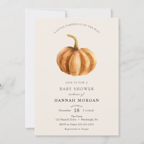 Little Pumpkin Baby Shower invitation