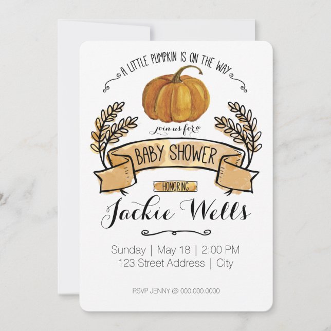 Little Pumpkin Baby Shower Invitation (Front)