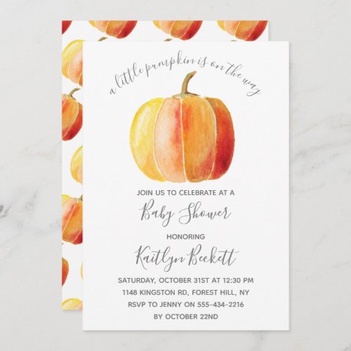 Little Pumpkin Baby Shower Invitation