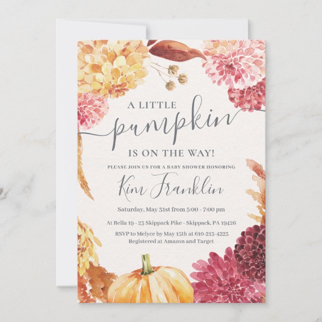 LITTLE PUMPKIN BABY SHOWER INVITATION (Front)
