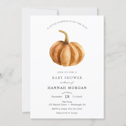 Little Pumpkin Baby Shower invitation