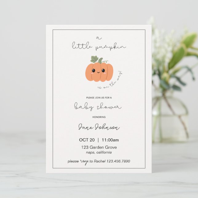 Little Pumpkin Baby Shower Invitation (Standing Front)