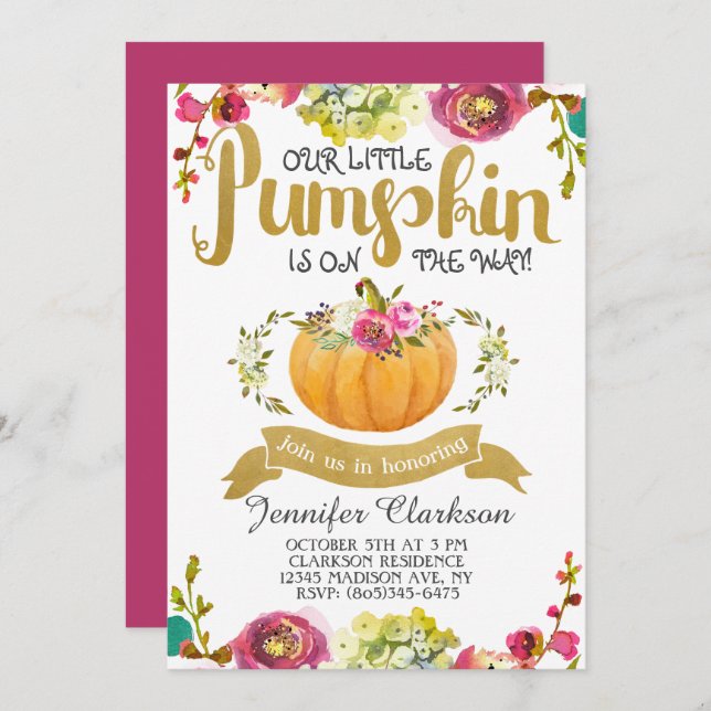 Little Pumpkin Baby Shower Invitation (Front/Back)