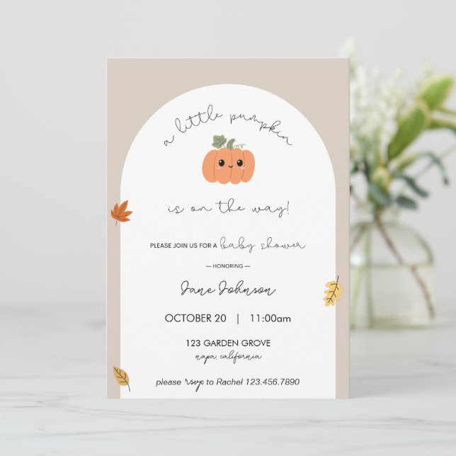 Little Pumpkin Baby Shower Invitation (Standing Front)