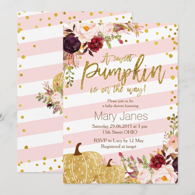 Little Pumpkin Baby Shower Invitation (Front/Back)