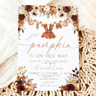 Little Pumpkin Baby Shower Invitation, Baby Clothe Invitation