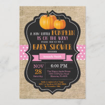 Little Pumpkin Baby Shower Invitation Card Burlap