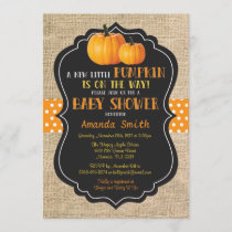 Little Pumpkin Baby Shower Invitation Card Burlap