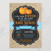 Little Pumpkin Baby Shower Invitation Card Burlap