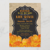 Little Pumpkin Baby Shower Invitation Card Burlap