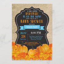 Little Pumpkin Baby Shower Invitation Card Burlap