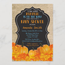 Little Pumpkin Baby Shower Invitation Card Burlap