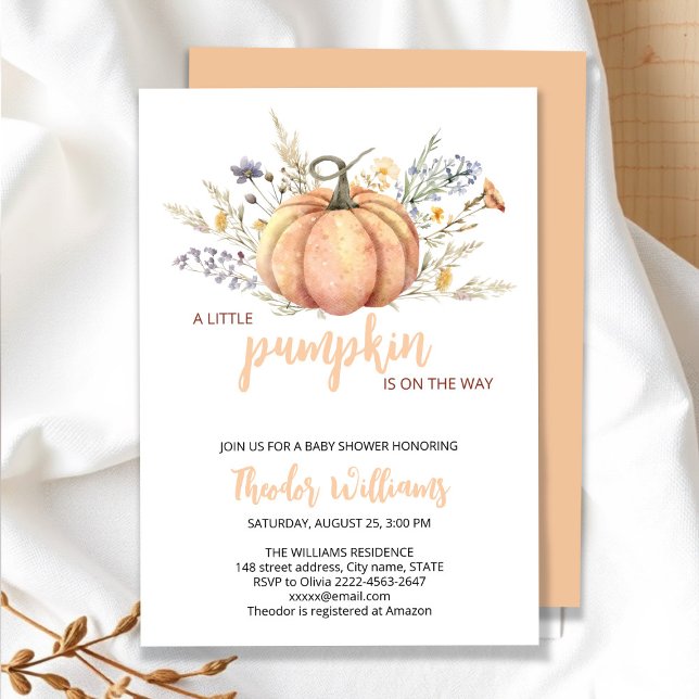 Little Pumpkin Baby Shower Invitation | Fall theme (Little Pumpkin Baby Shower Invitation – Fall Autumn Gender Neutral Invite)
