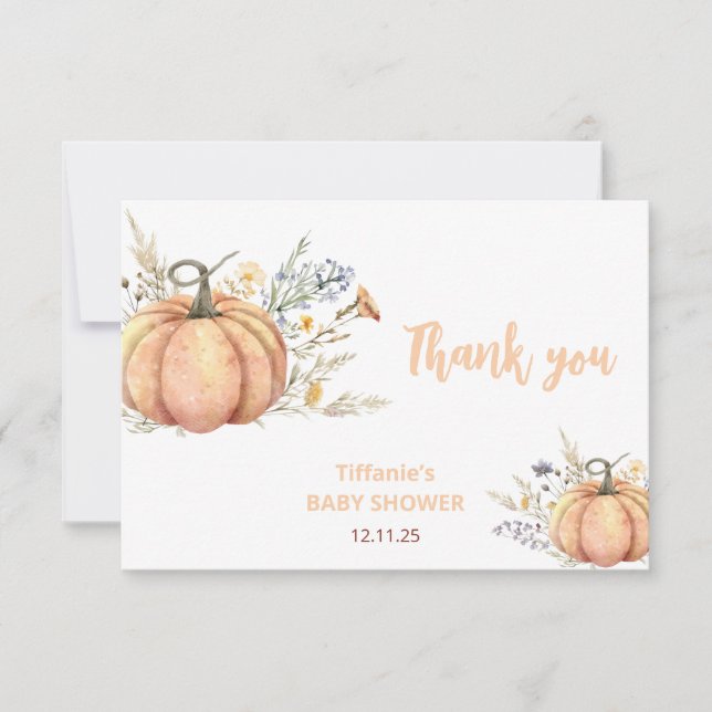 Little Pumpkin Baby Shower Invitation | Fall theme (Front)