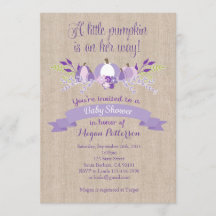 Little Pumpkin Baby Shower Invitation- Lavender