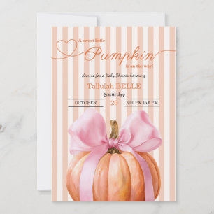 Little Pumpkin Baby Shower Invitation – Pink Bow