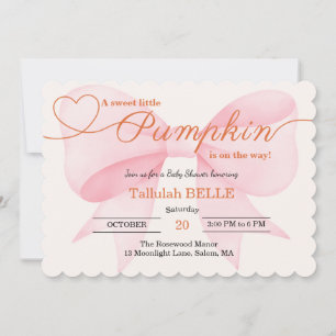 Little Pumpkin Baby Shower Invitation – Pink Bow