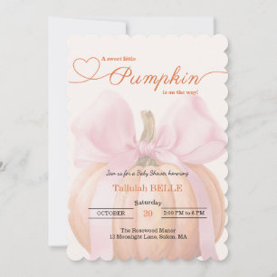 Little Pumpkin Baby Shower Invitation – Pink Bow