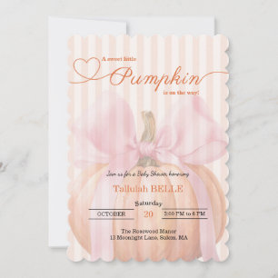Little Pumpkin Baby Shower Invitation – Pink Bow