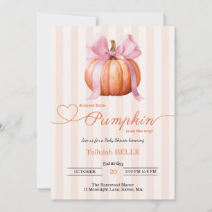 Little Pumpkin Baby Shower Invitation – Pink Bow