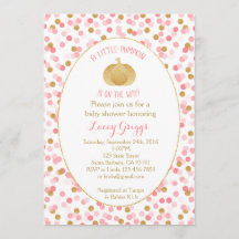 Little Pumpkin Baby Shower Invitation- Pink Gold